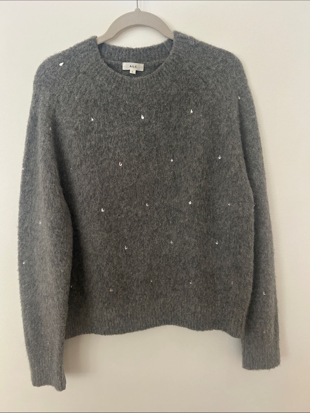 A.L.C. Charcoal Gray Sequin Crewneck Sweater